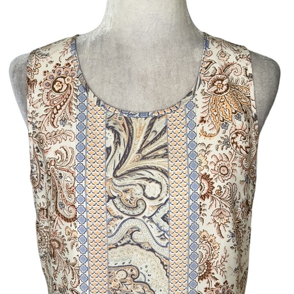 C. Wonder Ivory Peach Cornflower Blue Floral Sleeveless Shift Slip Maxi Dress 10 - Picture 5 of 15